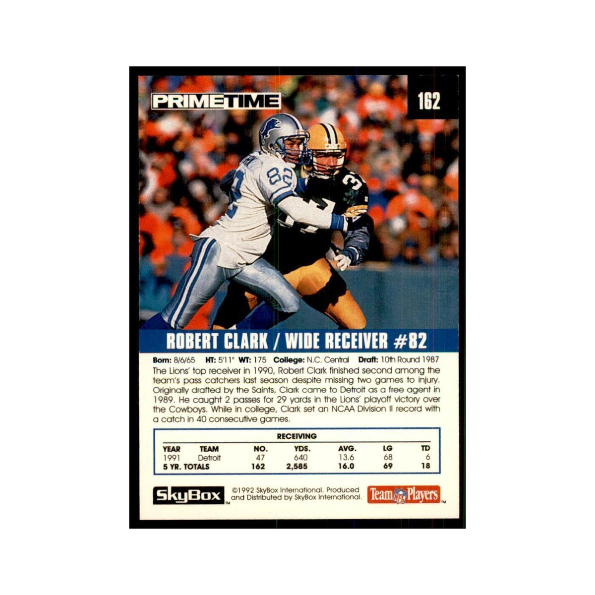 1992 SkyBox Primetime Robert Clark Lions #162