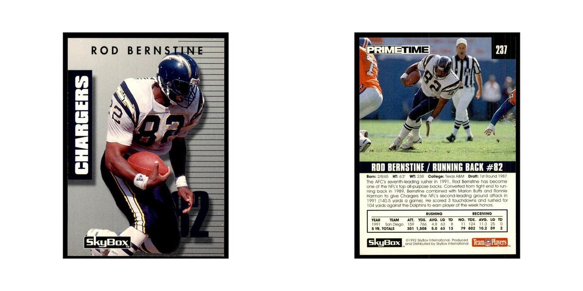 1992 SkyBox Primetime Rod Bernstine San Diego Chargers #237
