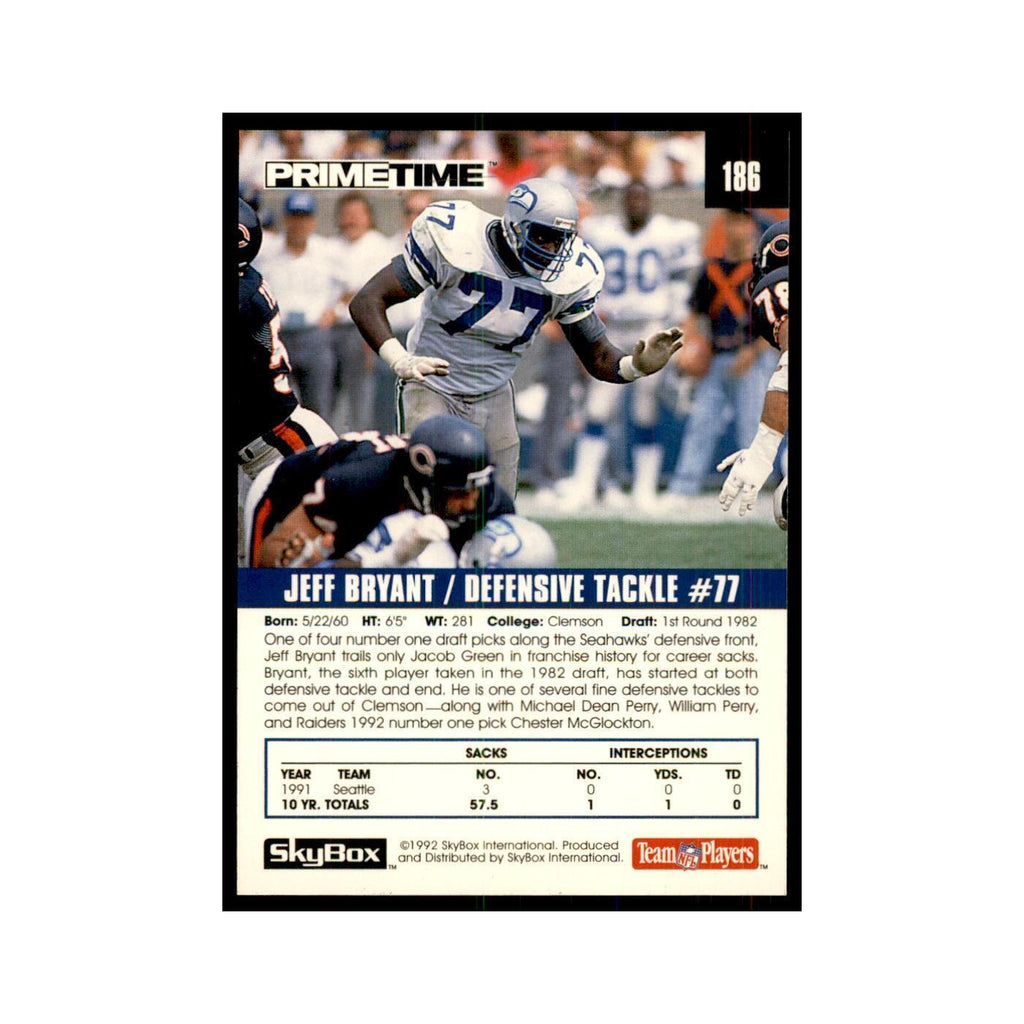 1992 SkyBox Primetime Jeff Bryant Seahawks #186