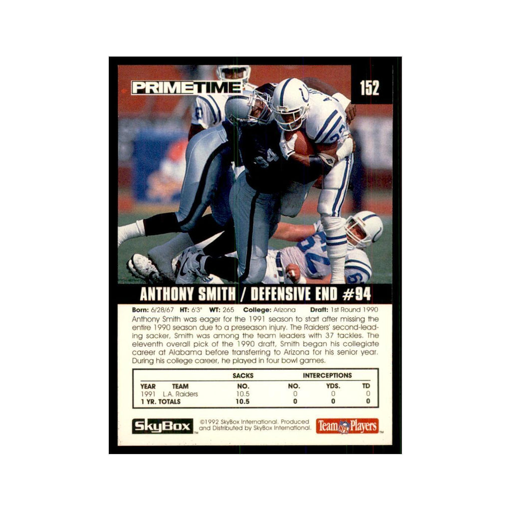 1992 SkyBox Primetime Anthony Smith Los Angeles Raiders #152
