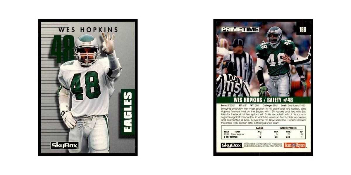 1992 SkyBox Primetime Wes Hopkins Eagles #196