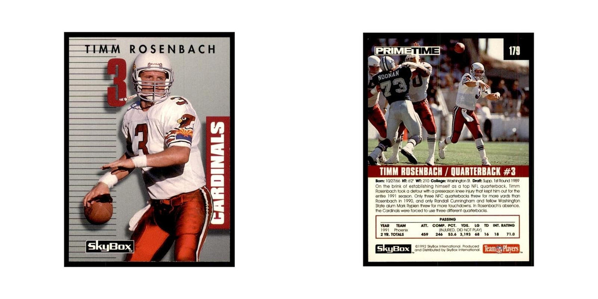 1992 SkyBox Primetime Timm Rosenbach Phoenix Cardinals #179