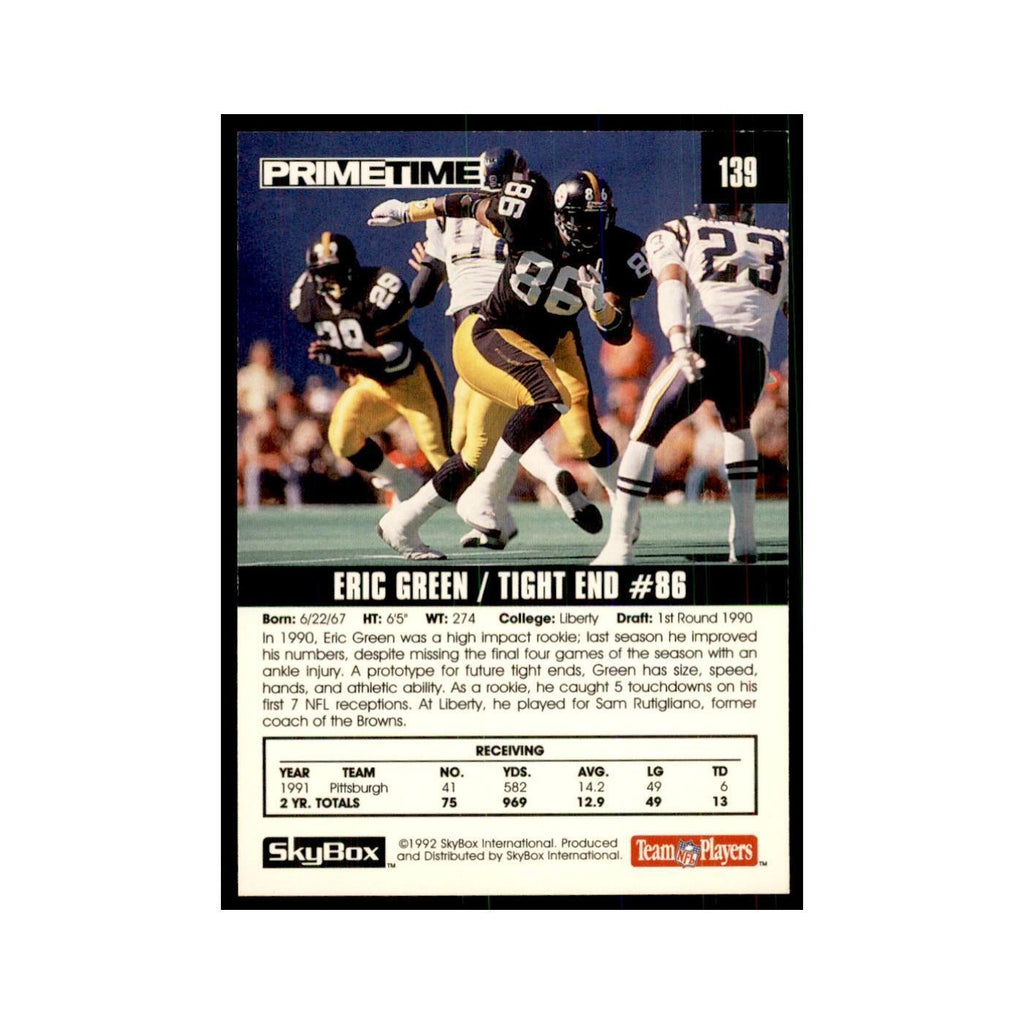 1992 SkyBox Primetime Eric Green Steelers #139