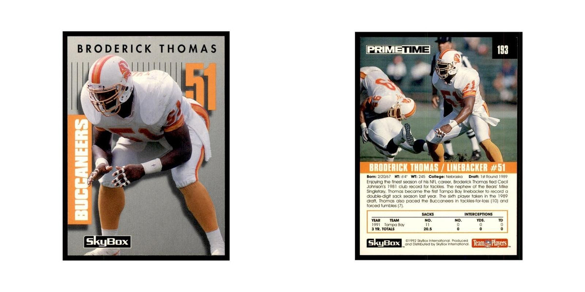 1992 SkyBox Primetime Broderick Thomas Buccaneers #193