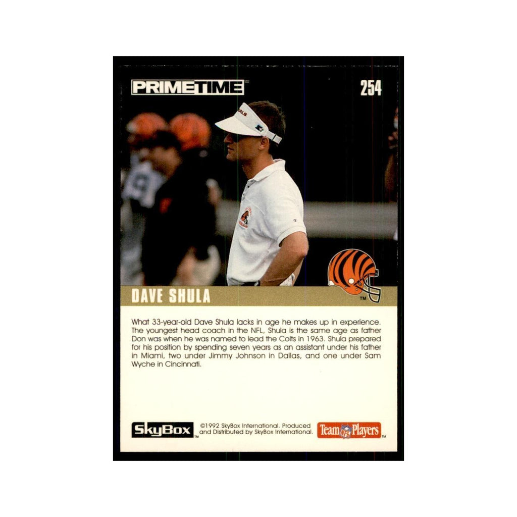 1992 SkyBox Primetime David Shula RC Bengals #254