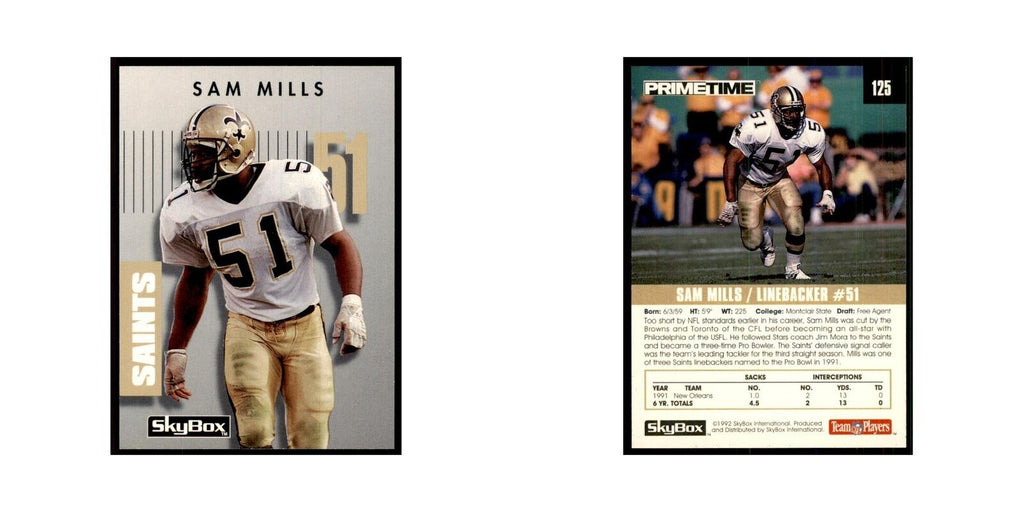1992 SkyBox Primetime Sam Mills Saints #125