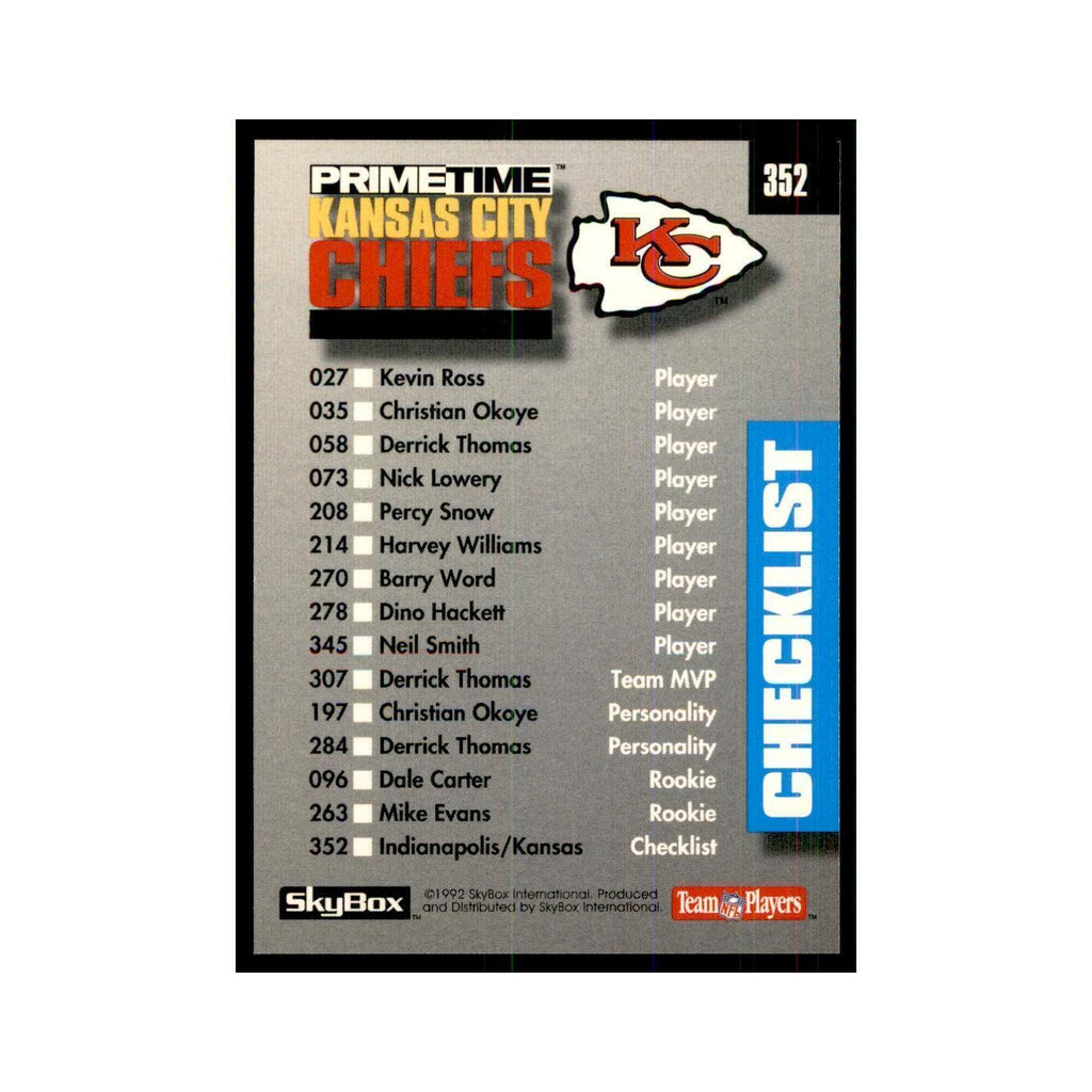 1992 SkyBox Primetime Checklist Colts #352