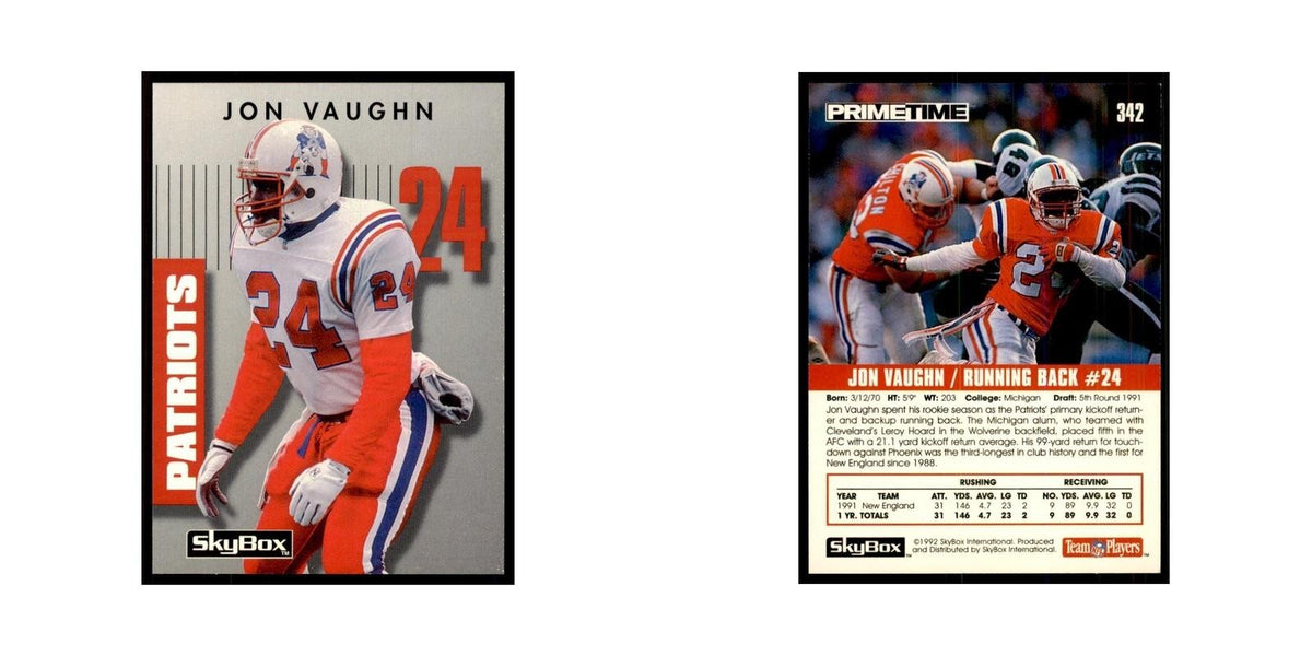 1992 SkyBox Primetime Jon Vaughn Patriots #342