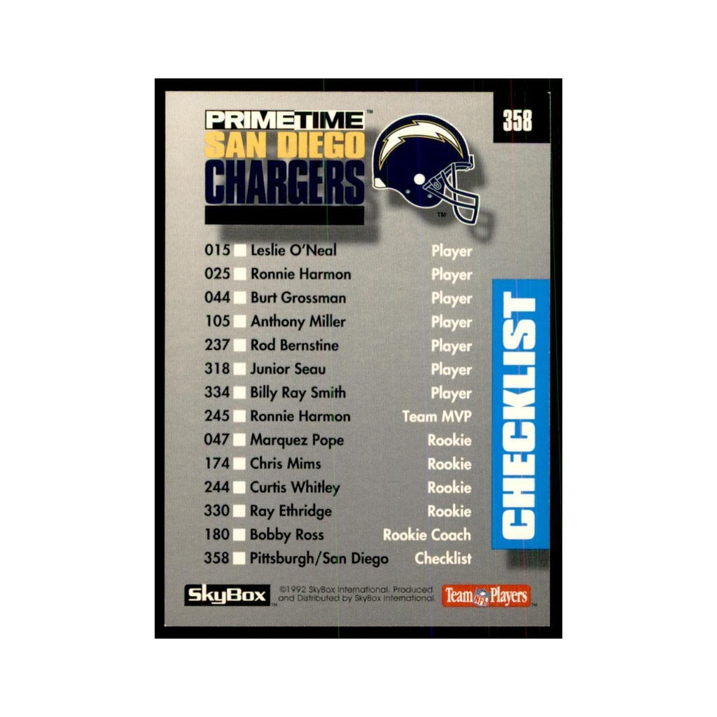 1992 SkyBox Primetime Checklist Steelers #358