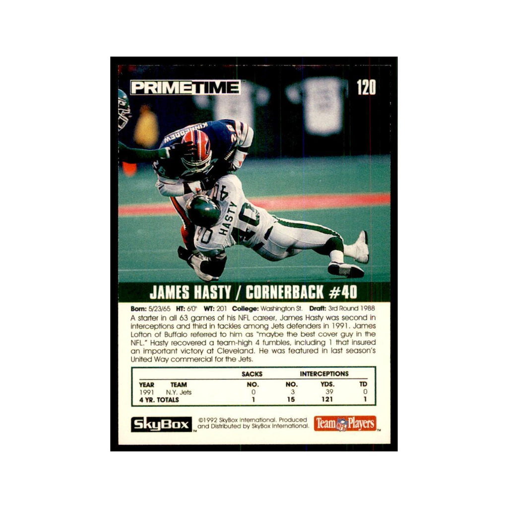 1992 SkyBox Primetime James Hasty Jets #120