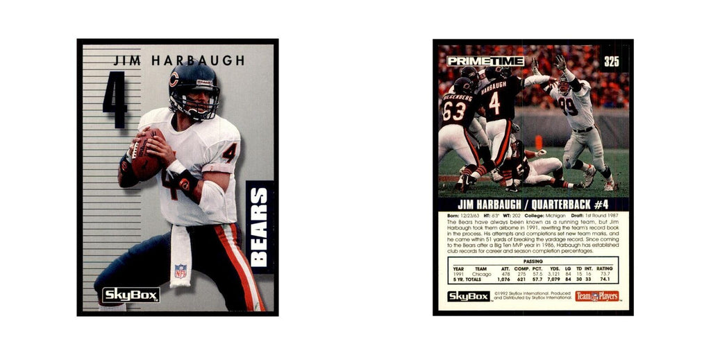 1992 SkyBox Primetime Jim Harbaugh Bears #325