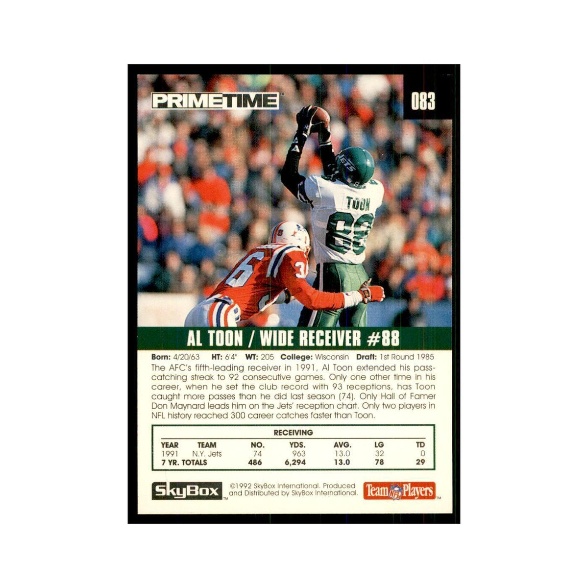 1992 SkyBox Primetime Al Toon Jets #083