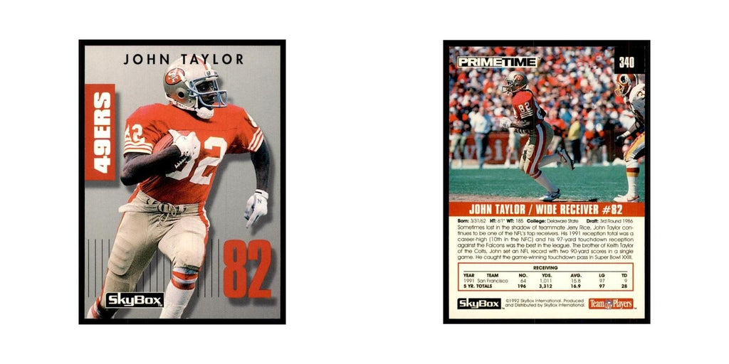 1992 SkyBox Primetime John Taylor 49ers #340