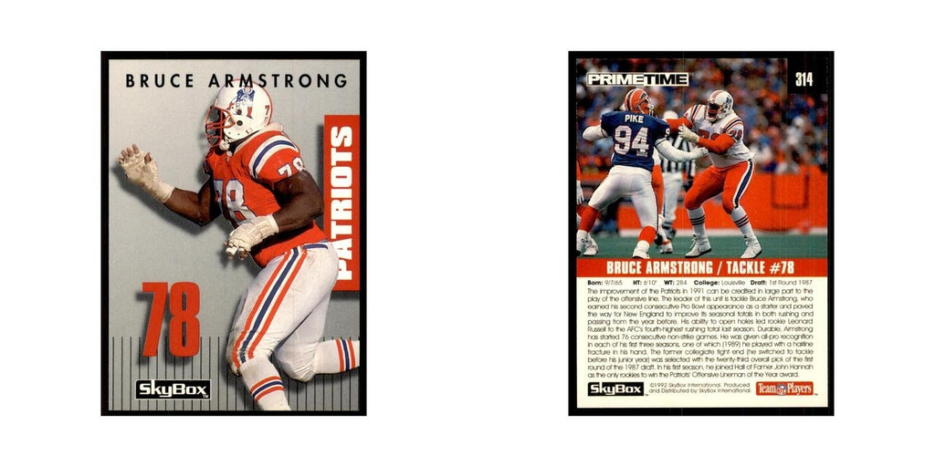 1992 SkyBox Primetime Bruce Armstrong Patriots #314