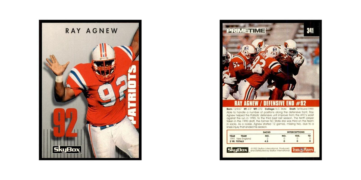 1992 SkyBox Primetime Ray Agnew Patriots #341