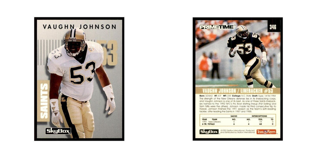 1992 SkyBox Primetime Vaughan Johnson Saints #346