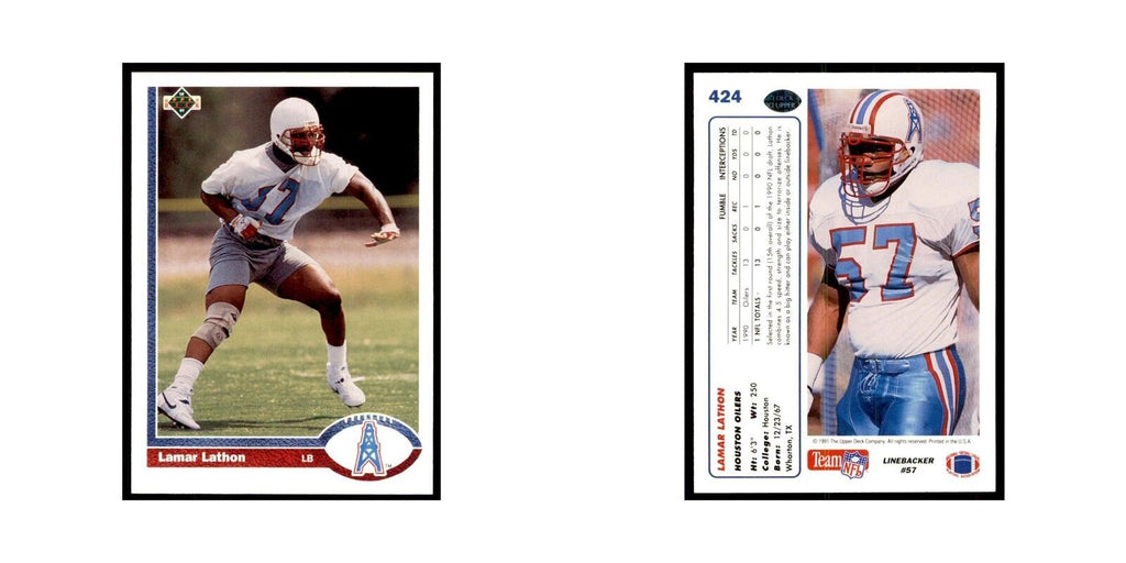 1991 Upper Deck Lamar Lathon Houston Oilers #424