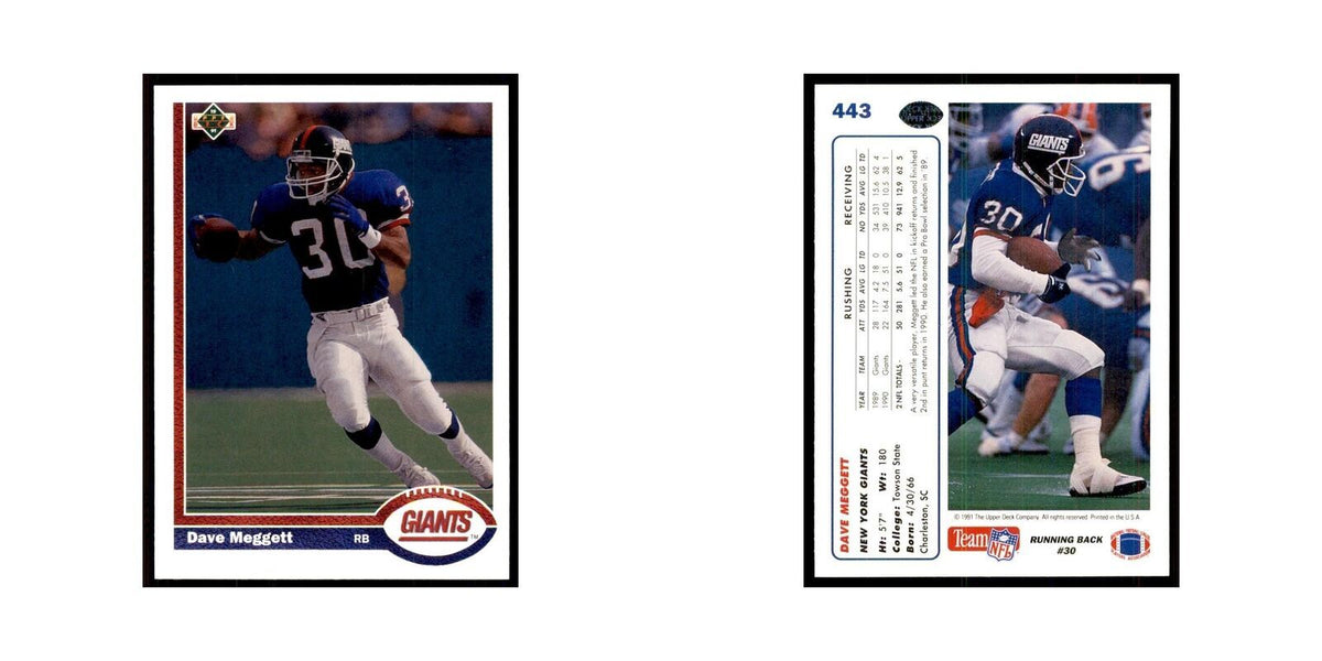 1991 Upper Deck Dave Meggett Giants #443