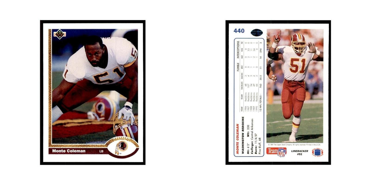 1991 Upper Deck Monte Coleman Redskins #440