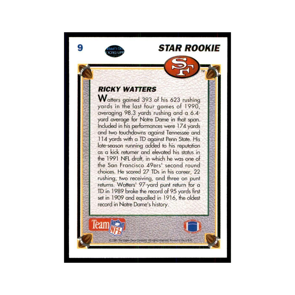 1991 Upper Deck Ricky Watters RC 49ers #9