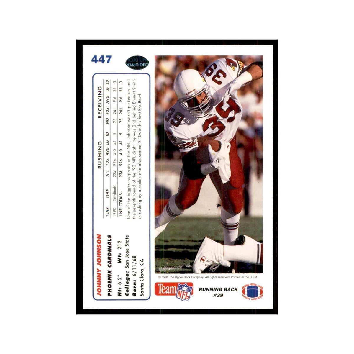 1991 Upper Deck Johnny Johnson Phoenix Cardinals #447