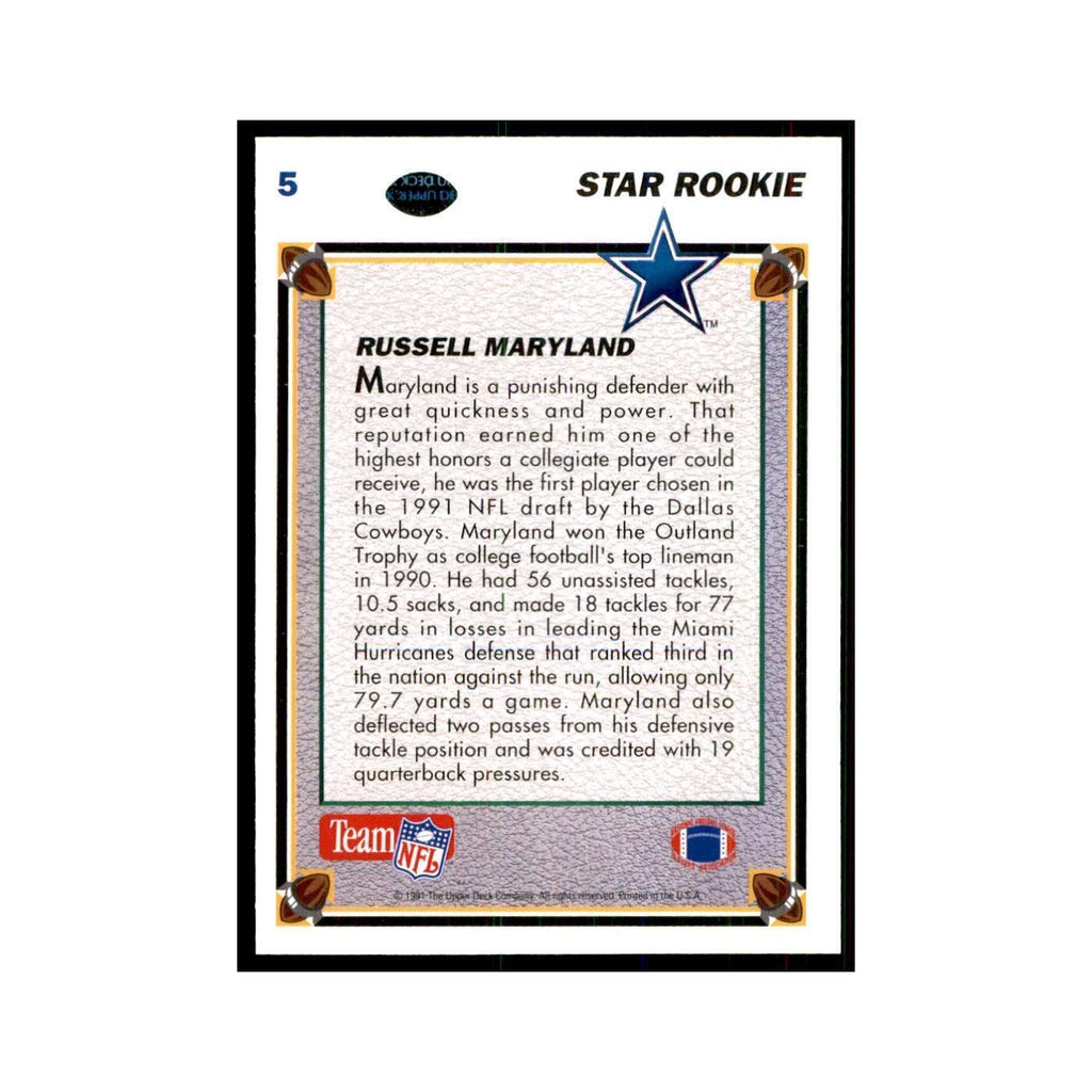 1991 Upper Deck Russell Maryland RC Cowboys #5