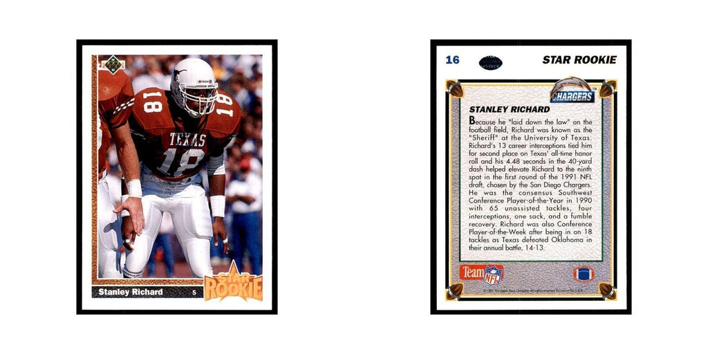 1991 Upper Deck Stanley Richard RC San Diego Chargers #16