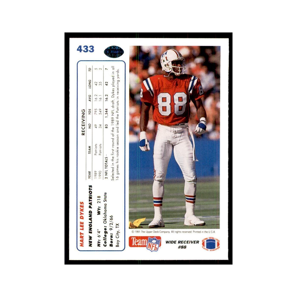 1991 Upper Deck Hart Lee Dykes Patriots #433