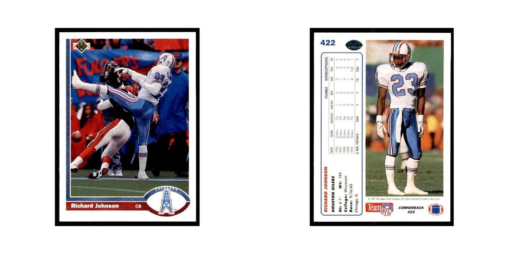 1991 Upper Deck Richard Johnson RC Houston Oilers #422