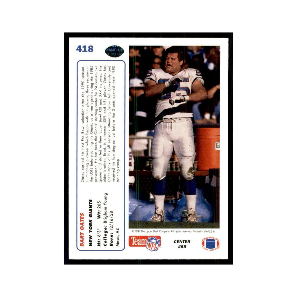 1991 Upper Deck Bart Oates Giants #418