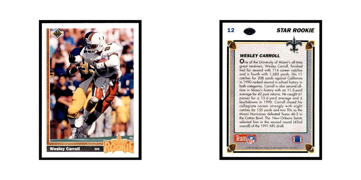 1991 Upper Deck Wesley Carroll RC Saints #12