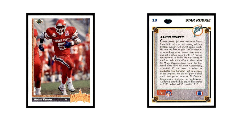 1991 Upper Deck Aaron Craver RC Dolphins #19
