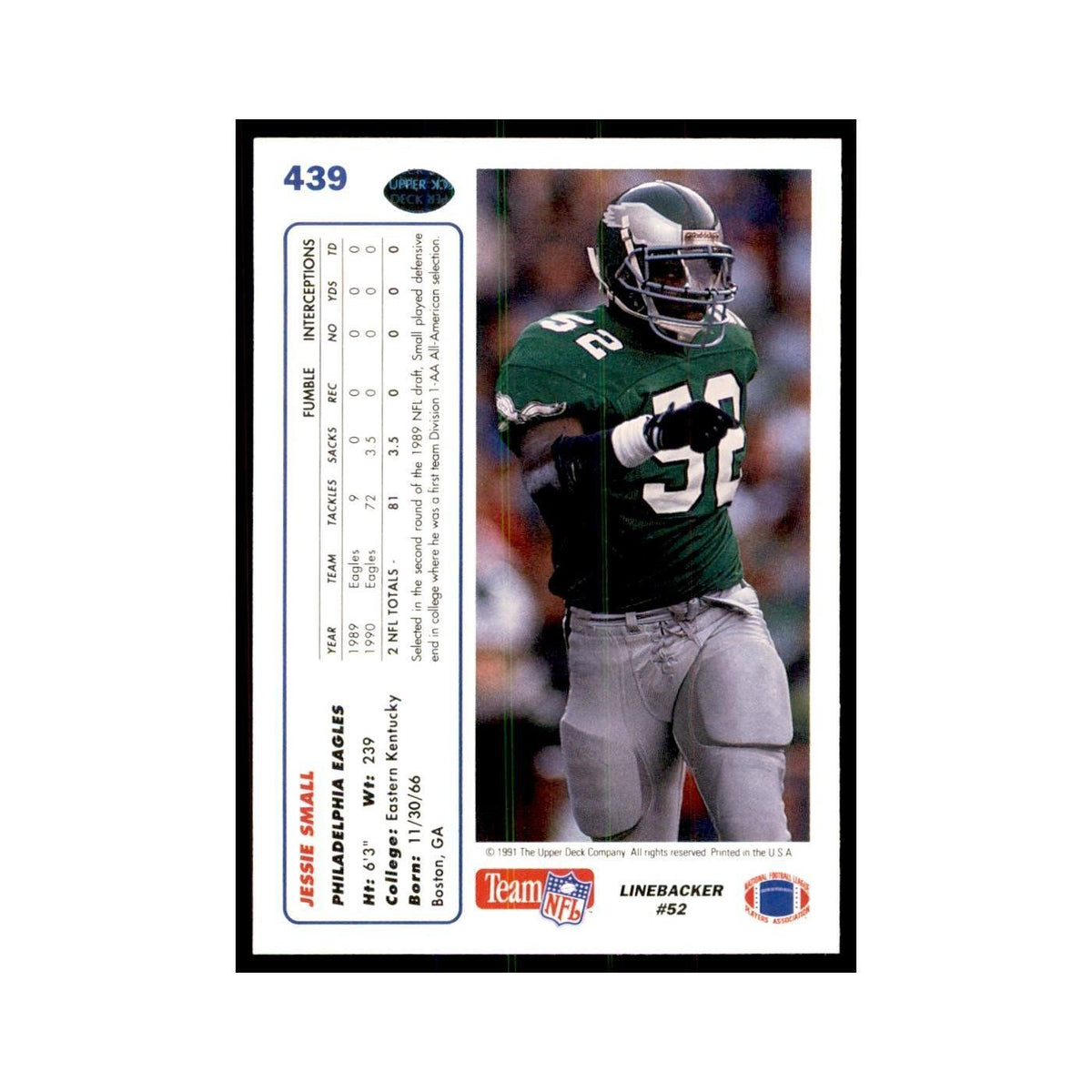 1991 Upper Deck Jessie Small Eagles #439