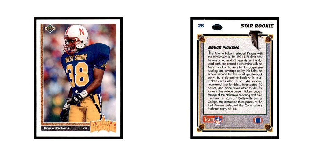 1991 Upper Deck Bruce Pickens RC Falcons #26