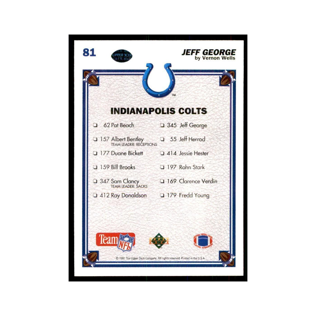 1991 Upper Deck Jeff George Colts #81