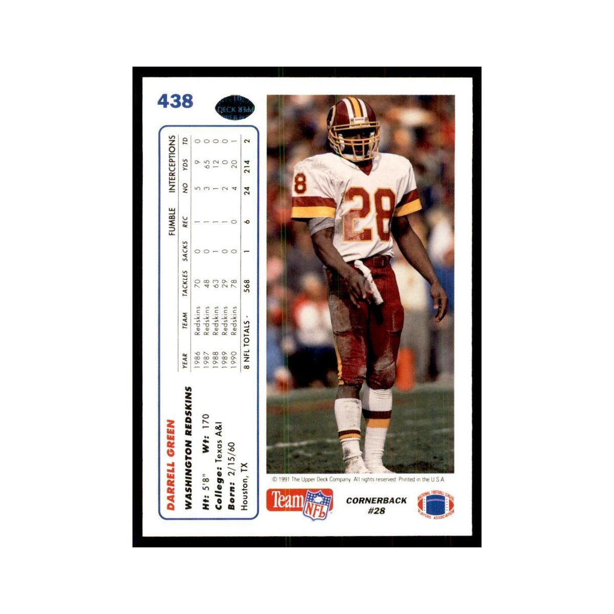 1991 Upper Deck Darrell Green Redskins #438