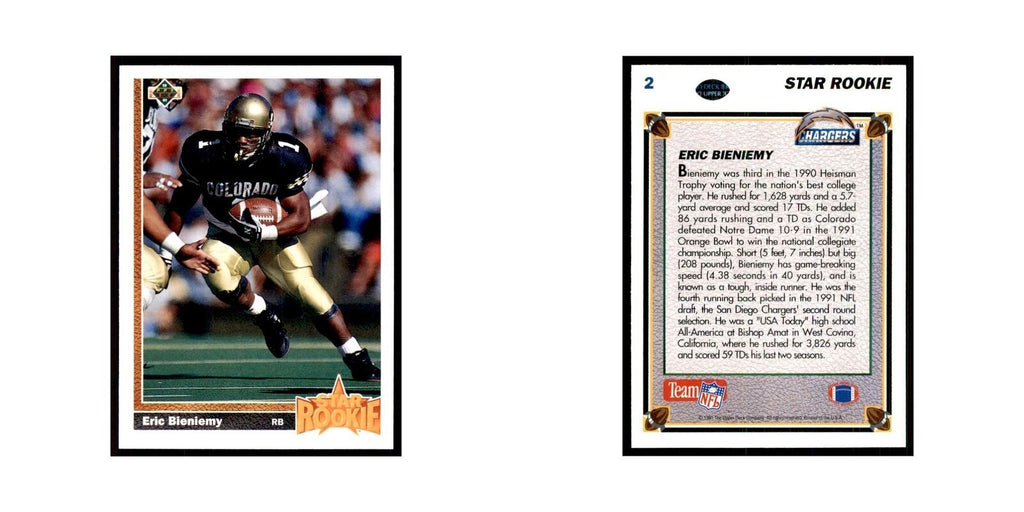 1991 Upper Deck Eric Bieniemy RC San Diego Chargers #2
