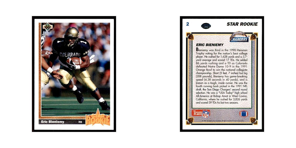 1991 Upper Deck Eric Bieniemy RC San Diego Chargers #2