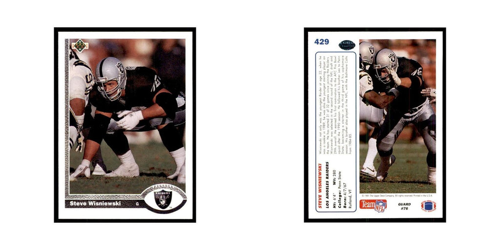 1991 Upper Deck Steve Wisniewski Los Angeles Raiders #429