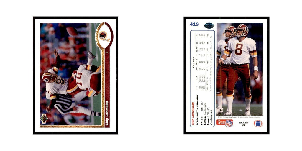 1991 Upper Deck Chip Lohmiller Redskins #419