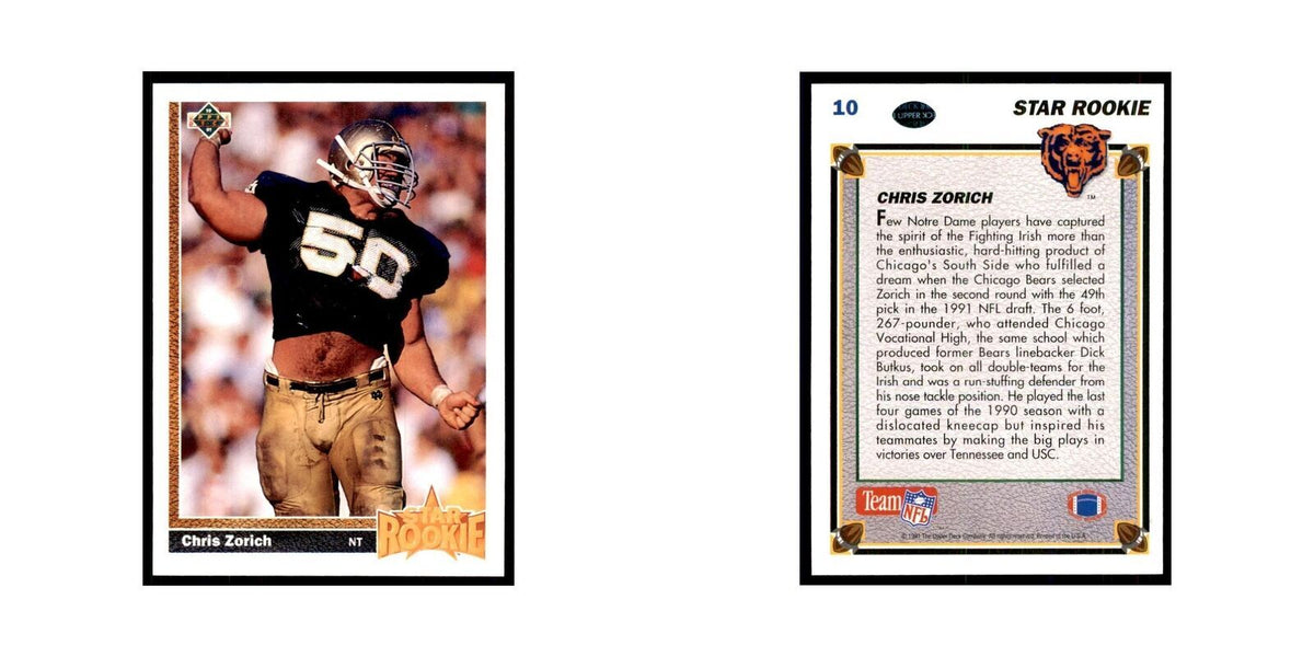 1991 Upper Deck Chris Zorich RC Bears #10