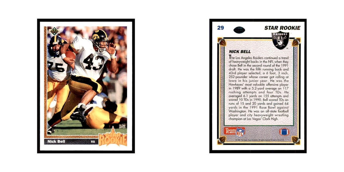 1991 Upper Deck Nick Bell RC Los Angeles Raiders #29