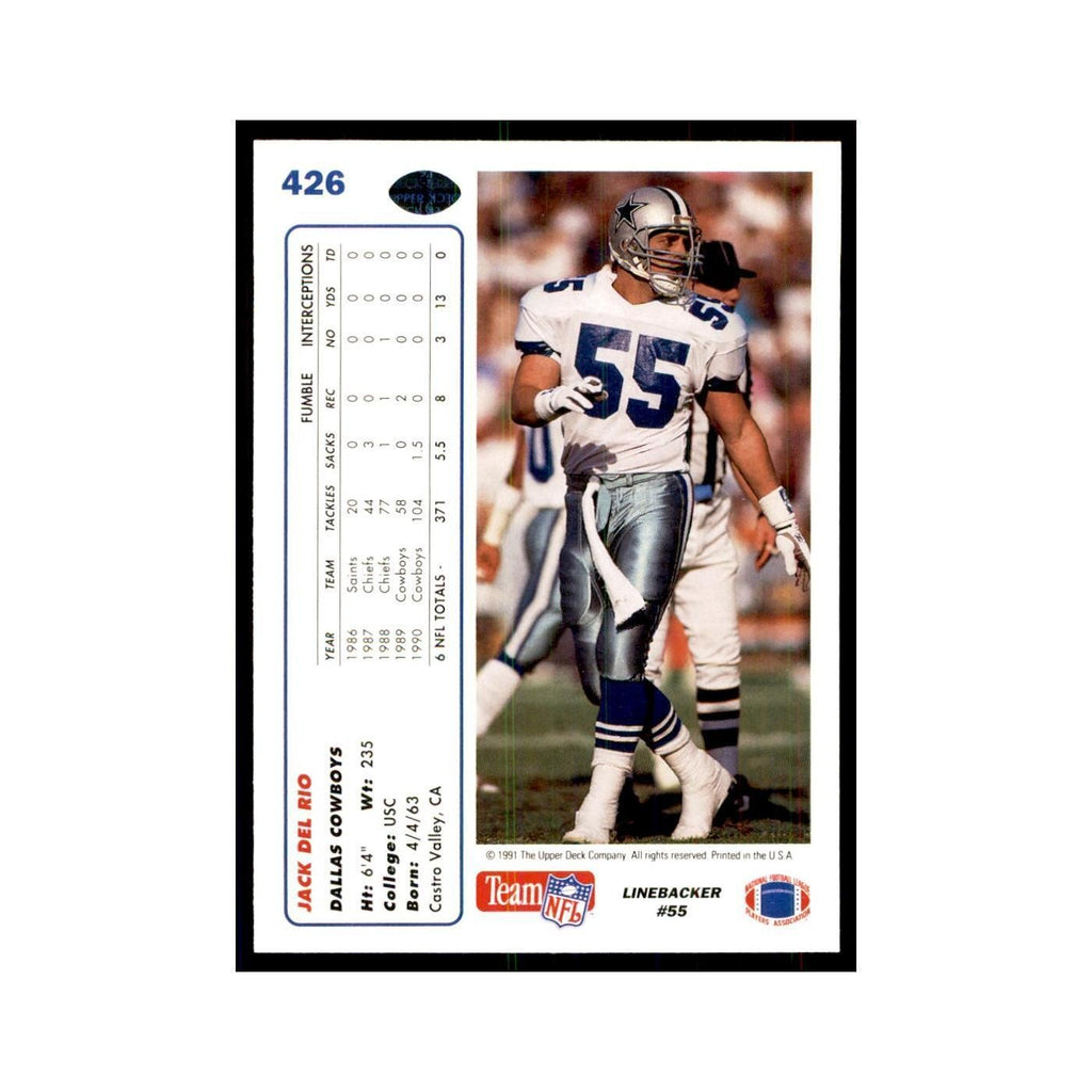 1991 Upper Deck Jack Del Rio Cowboys #426