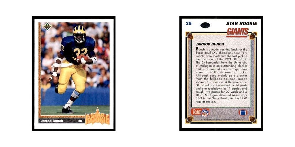 1991 Upper Deck Jarrod Bunch RC Giants #25