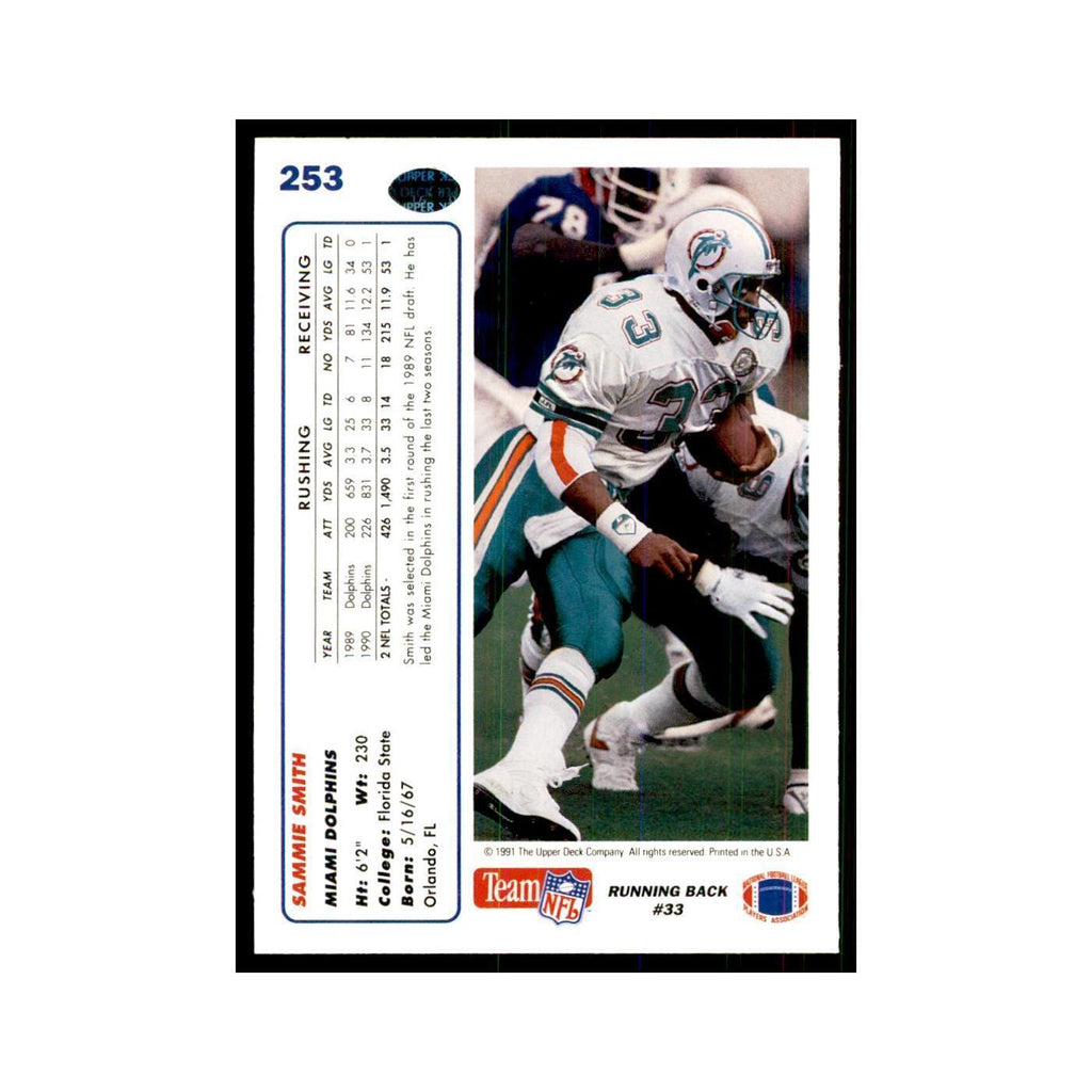 1991 Upper Deck Sammie Smith Dolphins #253