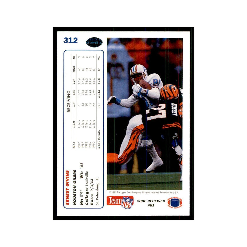1991 Upper Deck Ernest Givins Houston Oilers #312