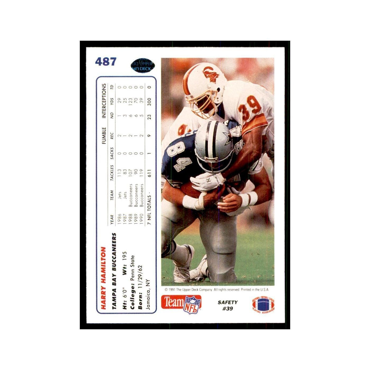 1991 Upper Deck Harry Hamilton Buccaneers #487