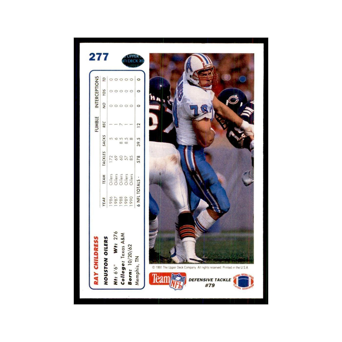 1991 Upper Deck Ray Childress Houston Oilers #277