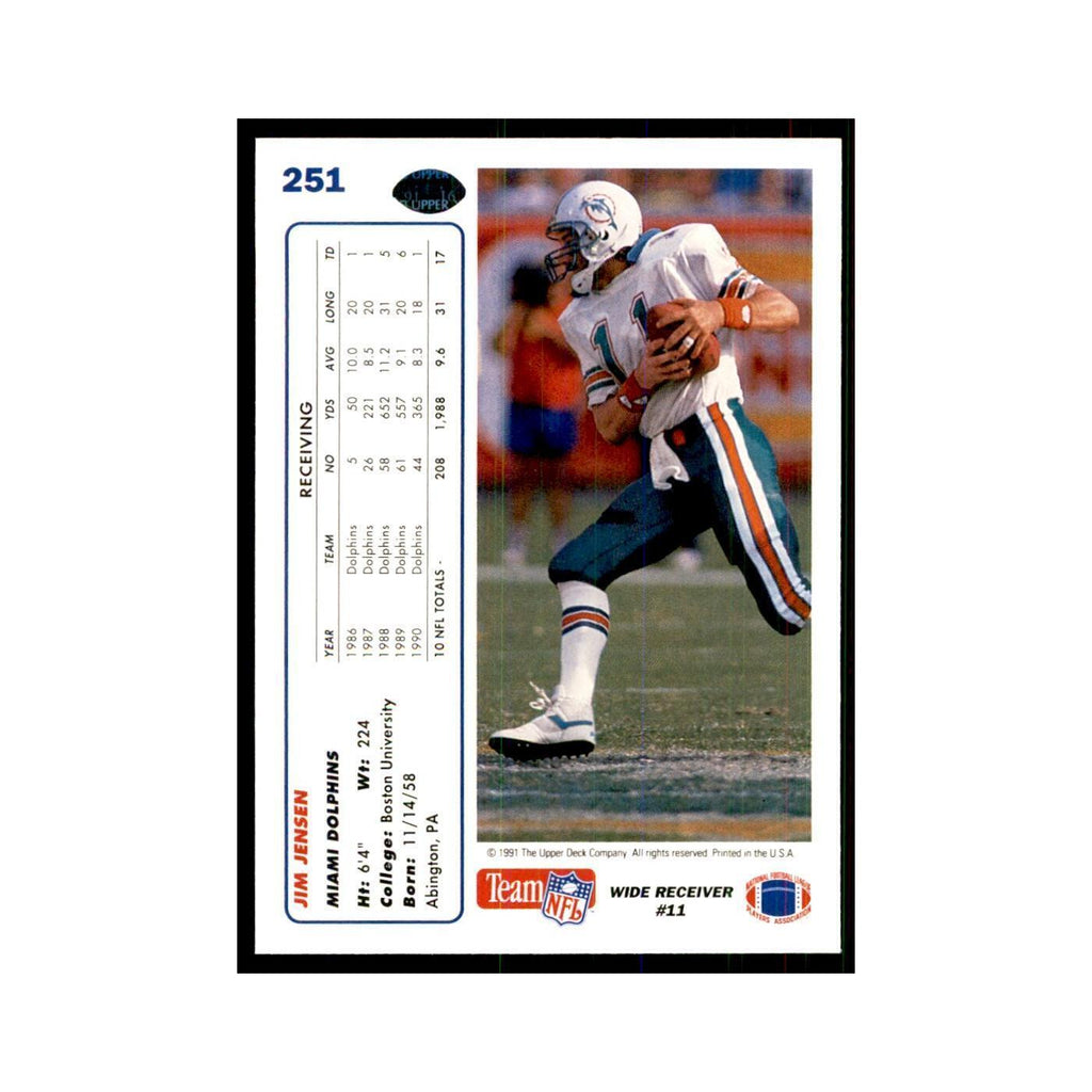 1991 Upper Deck Jim Jensen Dolphins #251