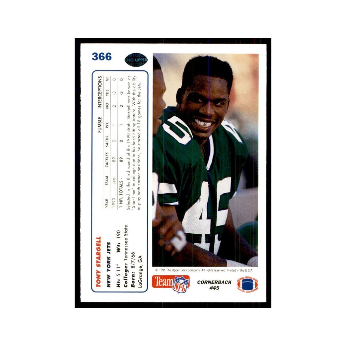 1991 Upper Deck Tony Stargell Jets #366